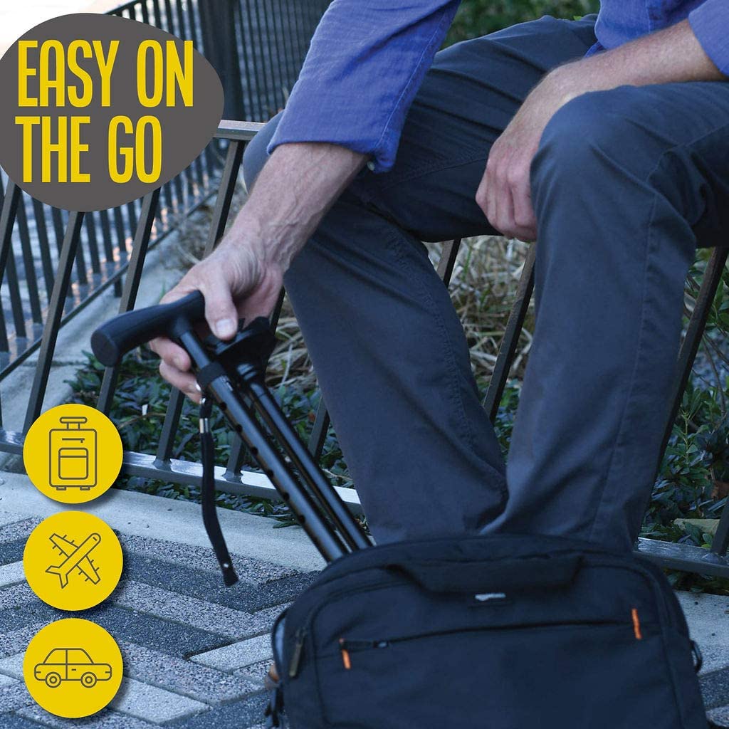 Walking Cane for Men Folding Cane for Women self Standing Cane with 10 Adjustable Heights Special Balancing Lightweight Cane by Medical King