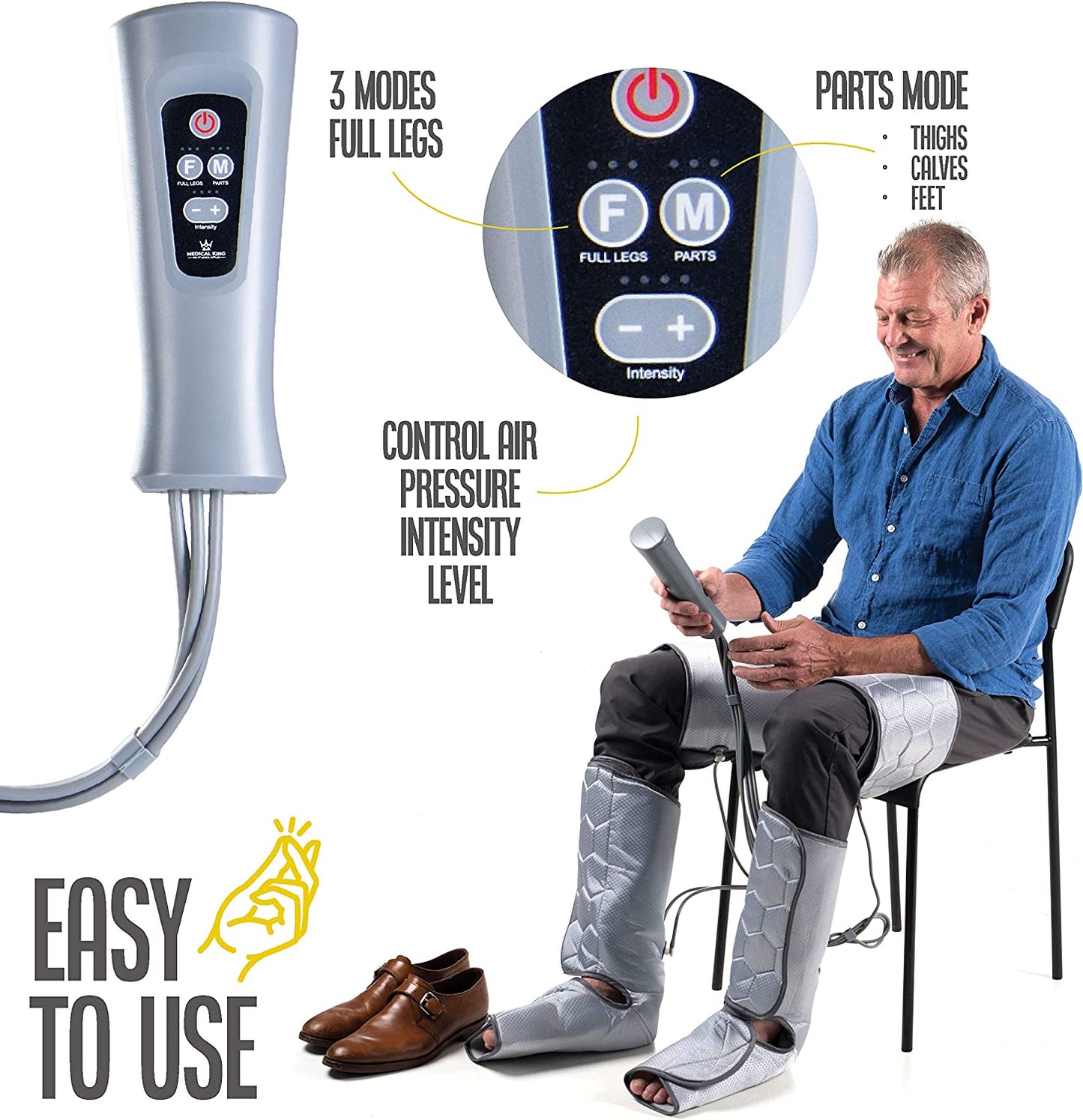 Leg Massager, Foot and Leg Massager Circulation & Relaxation - Asbl Size - Air Compression Leg Massager, Foot, Calf, Thigh Massager - Leg Massager Has 4 Intensities with 6 Modes - Reliefs Pain