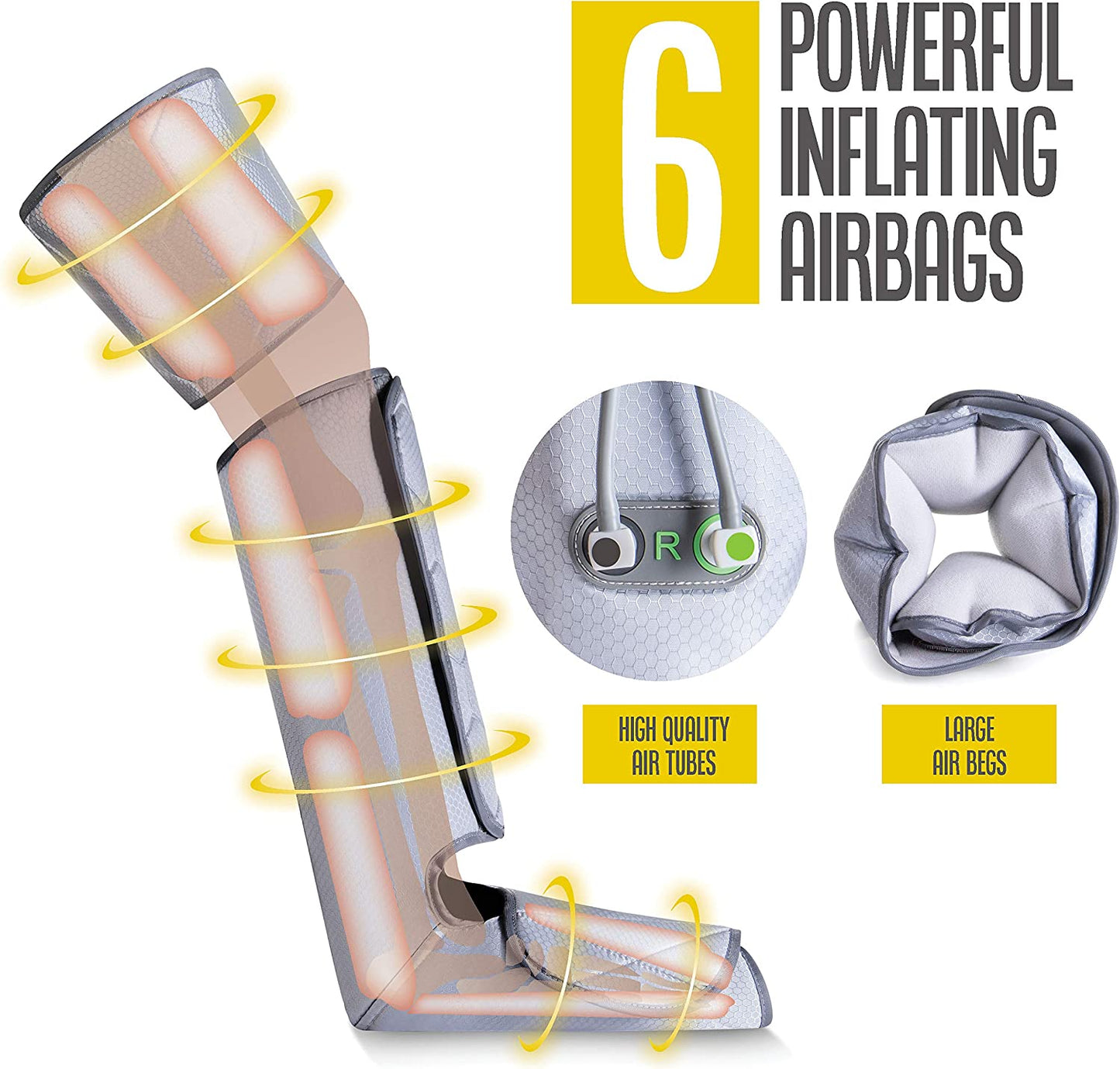 Leg Massager, Foot and Leg Massager Circulation & Relaxation - Asbl Size - Air Compression Leg Massager, Foot, Calf, Thigh Massager - Leg Massager Has 4 Intensities with 6 Modes - Reliefs Pain