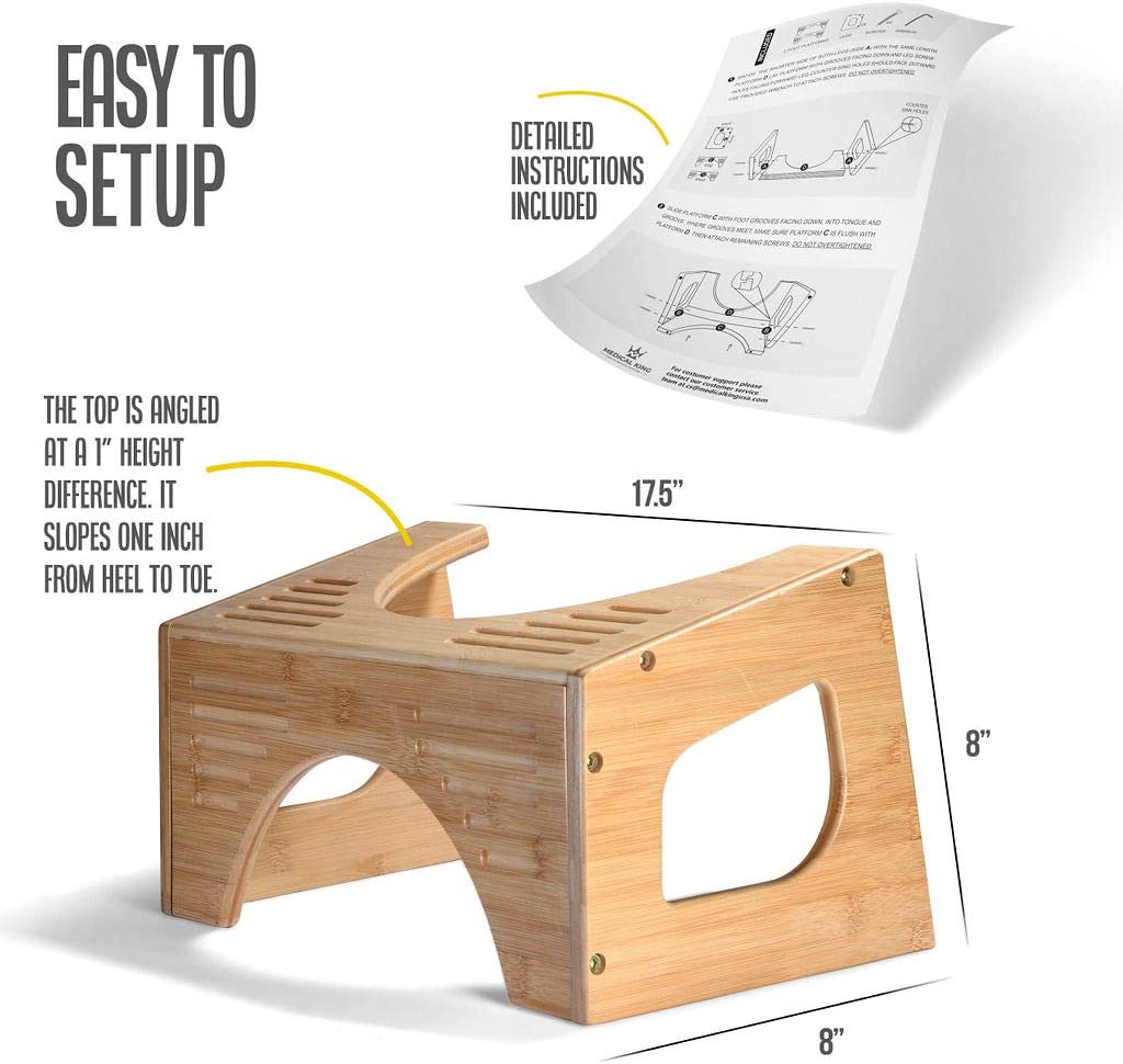 Toilet Stool - Potty Stool - Toilet Foot Stool Waterproof and Non-Slip - Squat Stool Adult Bamboo Toilet Stool
