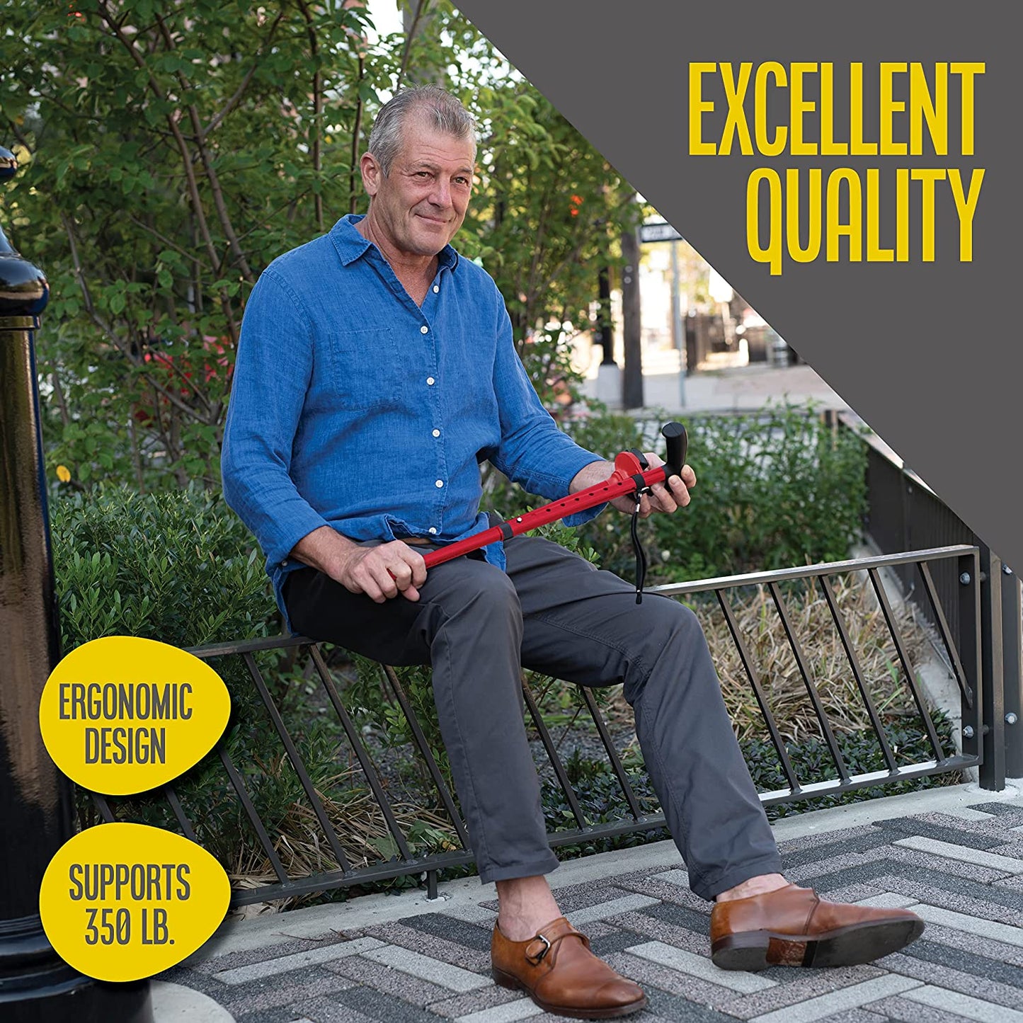 Walking Cane for Men Folding Cane for Women in Red - Self-Standing Lightweight Cane with Adjustable Heights and Special Balancing