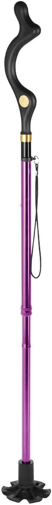 Walking Cane Collapsible Special Balancing with 10 Adjustable Heights - Purple Self-Standing Folding Cane - MedicalKingUsa