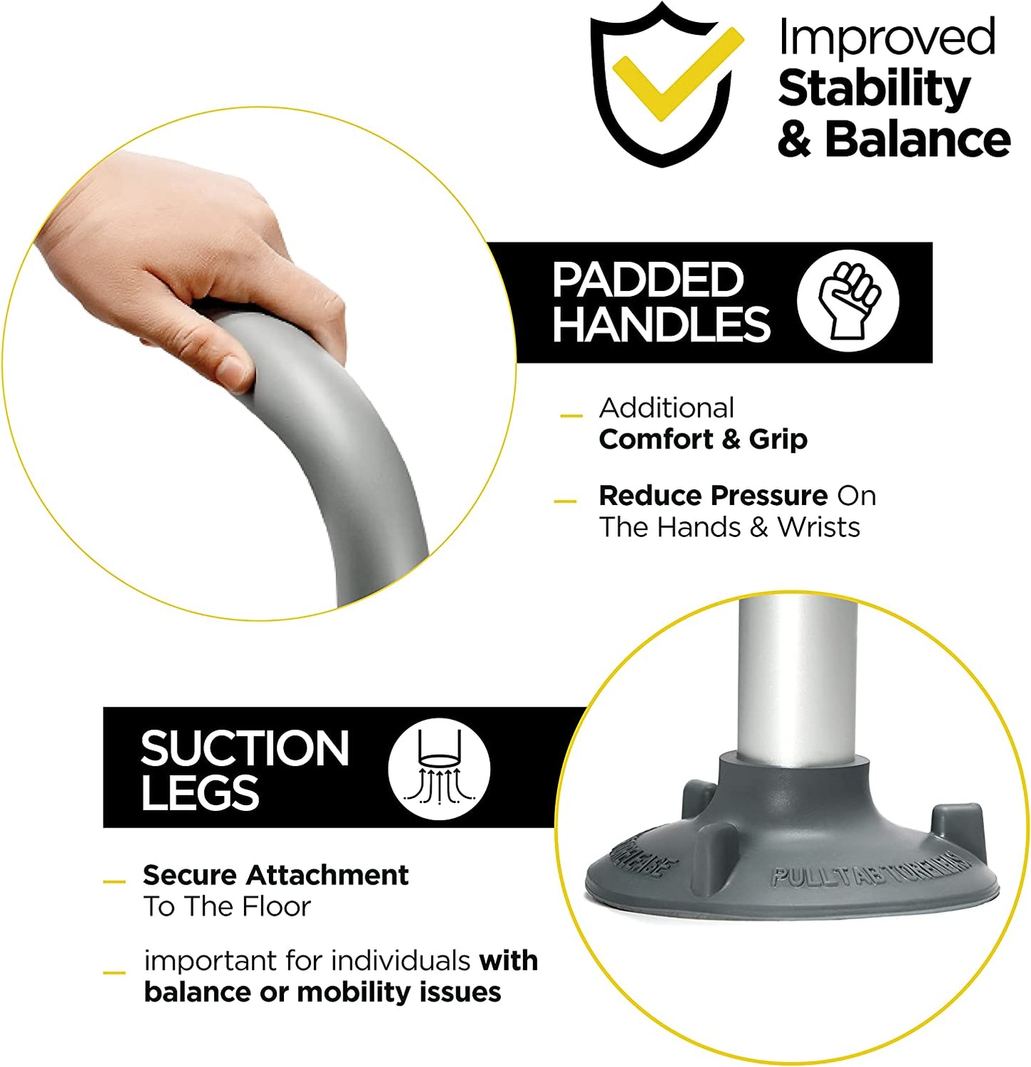 Toilet Safety Rail - Adjustable Detachable Toilet Safety Frame with Handles Heavy-Duty Toilet Safety Rails Stand Alone - Toilet Safety Rails for Elderly, Handicapped - Fits Most Toilets