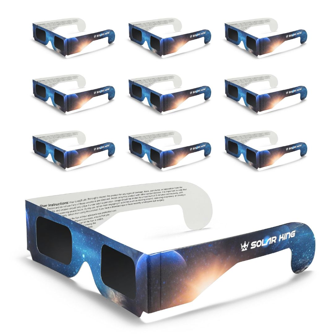 Medical King Solar Eclipse Glasses , Solar Filters Glasses with Solar Safe Filter Technology - Non-Polarized Solar Viewers with Light Blocking Film Lens & Cardboard Frame - CE, ISO Approved 2024 - 2, 5, 10, 20, 50 and 100-Pack