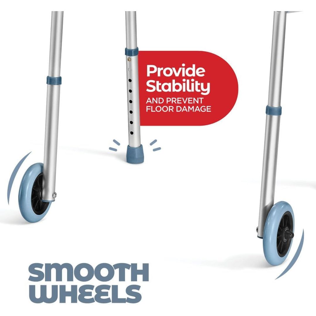 Walkers for Seniors Aluminum Lightweight Walker with Wheels Walker Adjustable Width and Height, Folding Walker with Arm Support Walker for Elderly Handicapped Disabled 2 Wheels in Front