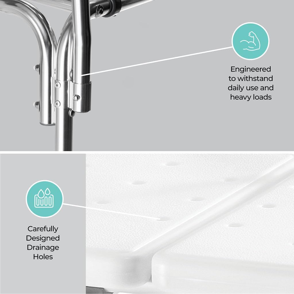 Transfer Bench for Bathtub Shower Chair Shower Chair for Inside Shower Shower Chair for Elderly and Disabled Adjustable Height Shower Bench Holds Weight up to 400 Lbs