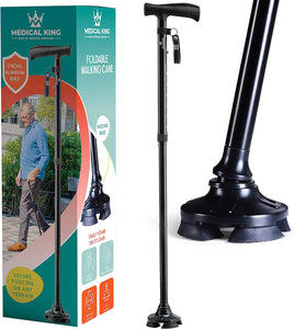 Walking Cane for Men Folding Cane for Women self Standing Cane with 10 Adjustable Heights Special Balancing Lightweight Cane by Medical King