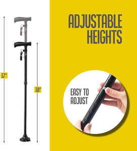 Walking Cane for Men Folding Cane for Women self Standing Cane with 10 Adjustable Heights Special Balancing Lightweight Cane by Medical King