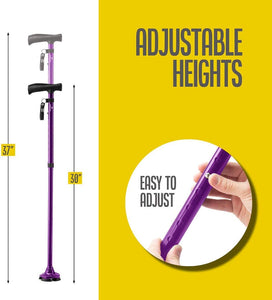 Walking Cane for Men Folding Cane for Women in Purple - Self-Standing Lightweight Cane with Adjustable Heights and Special Balancing