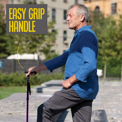 Walking Cane for Men Folding Cane for Women in Purple - Self-Standing Lightweight Cane with Adjustable Heights and Special Balancing