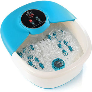 Foot Spa Massager with Heat, 14 Rollers in Foot Shape - 5 in 1 Foot Bath Massager Includes Adjustable Heating, Bubbles, Vibration, Pumice Stone, Mini Massage Points - for Tired Feet, & Stress Relief