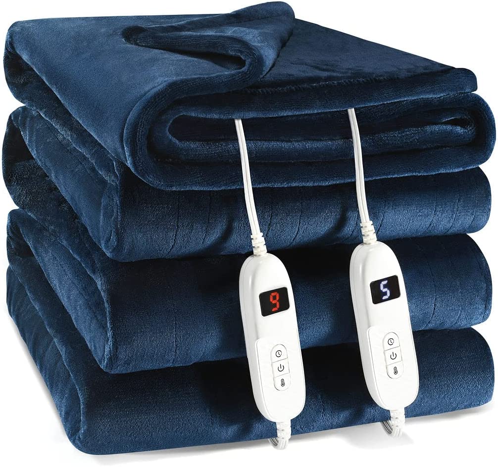 Electric Heated Blanket Machine Washable 50x60 Size Soft & Comfortable  Blue