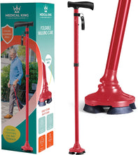 Load image into Gallery viewer, Walking Cane for Men Folding Cane for Women in Red - Self-Standing Lightweight Cane with Adjustable Heights and Special Balancing
