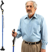 Load image into Gallery viewer, Walking Cane Collapsible Special Balancing with 10 Adjustable Heights - Blue Self-Standing Folding Cane -  MedicalKingUsa
