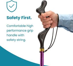 Walking Cane Collapsible Special Balancing with 10 Adjustable Heights - Purple Self-Standing Folding Cane -  MedicalKingUsa