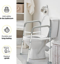 Load image into Gallery viewer, Toilet Safety Rail - Adjustable Detachable Toilet Safety Frame with Handles Heavy-Duty Toilet Safety Rails Stand Alone - Toilet Safety Rails for Elderly, Handicapped - Fits Most Toilets
