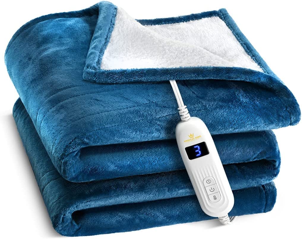 Heated Blanket with Hand Controller - Machine Washable Electric Blanket with 10 Heating Settings and auto Shut-Off (50 x 60) - MedicaKingUsa