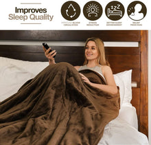 Load image into Gallery viewer, Heated Blanket, Machine Washable Extremely Soft and Comfortable Electric Blanket Throw Fast Heating with Hand Controller 10 Heating Settings and auto Shut-Off (Brown, 50 x 60)
