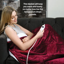 Load image into Gallery viewer, Heated Blanket, Machine Washable Extremely Soft and Comfortable Electric Blanket Throw Fast Heating with Hand Controller 10 Heating Settings and auto Shut-Off (Red, 50 x 60)
