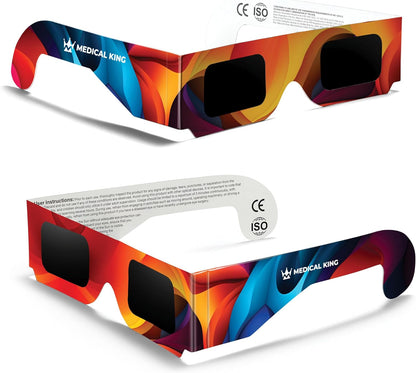 Solar Eclipse Glasses 2, 5, 10, 20, 50, 100 pack - 2024 CE and ISO Certified Approved 2024 Multicolor Safe Shades for Direct Sun Viewing - MedicalKingUsa