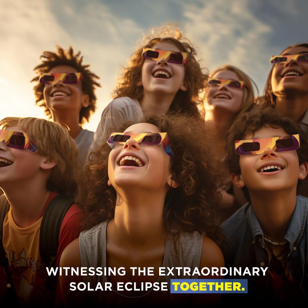 Solar Eclipse Glasses 2, 5, 10, 20, 50, 100 pack - 2024 CE and ISO Certified Approved 2024 Multicolor Safe Shades for Direct Sun Viewing - MedicalKingUsa