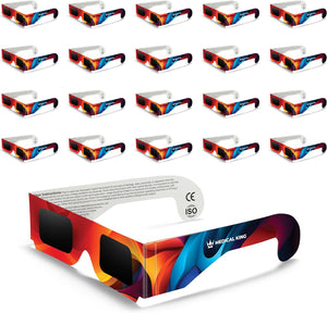 Solar Eclipse Glasses 2, 5, 10, 20, 50, 100 pack - 2024 CE and ISO Certified Approved 2024 Multicolor Safe Shades for Direct Sun Viewing - MedicalKingUsa