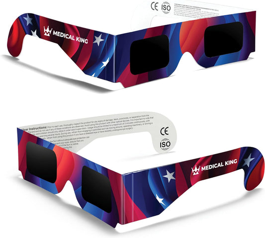 Solar Eclipse Glasses 2, 5, 10, 20, 50, 100 pack - 2024 CE and ISO Certified American Design Safe Shades for Direct Sun Viewing - MedicalKingUsa