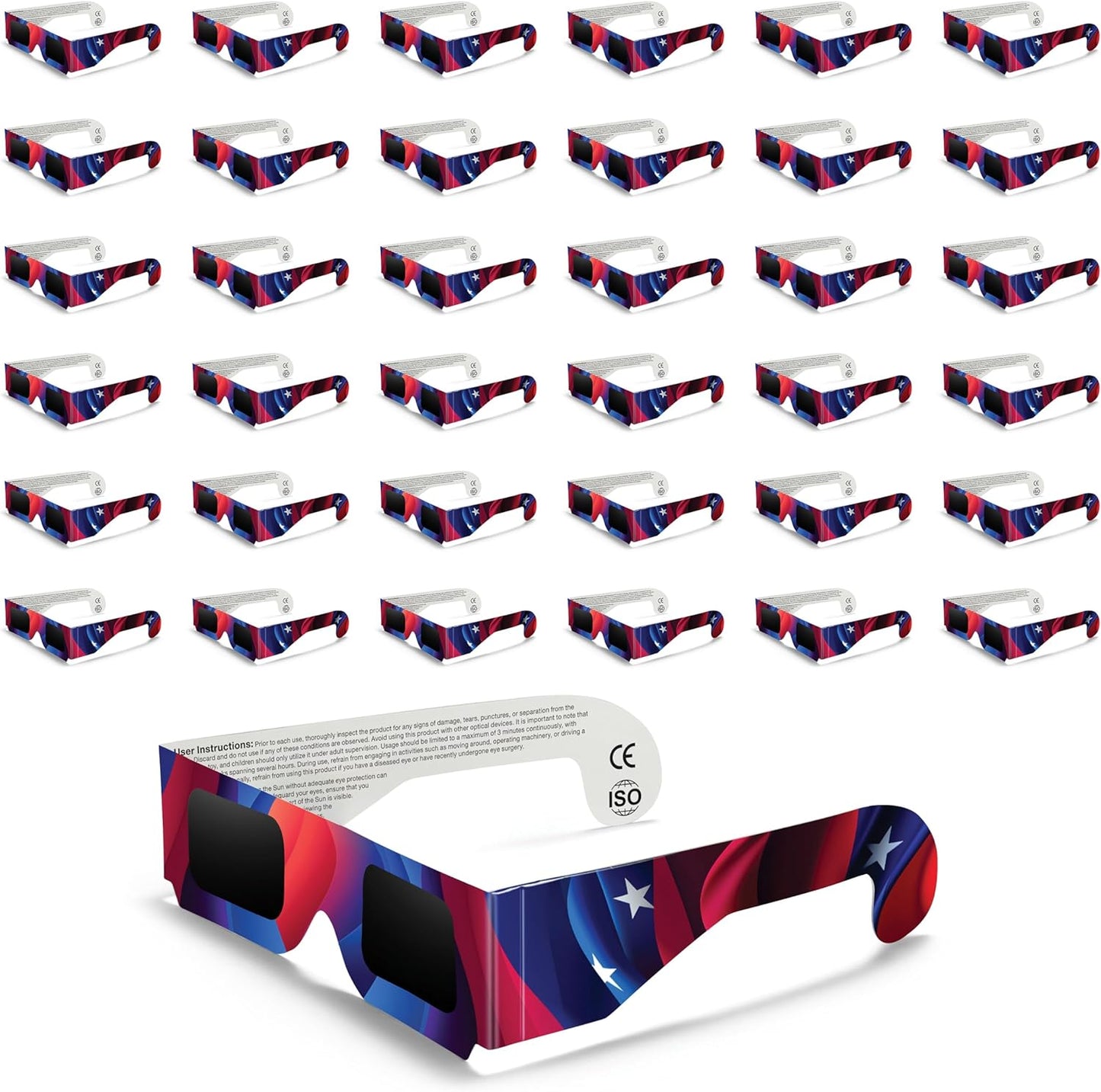 Solar Eclipse Glasses 2, 5, 10, 20, 50, 100 pack - 2024 CE and ISO Certified American Design Safe Shades for Direct Sun Viewing - MedicalKingUsa