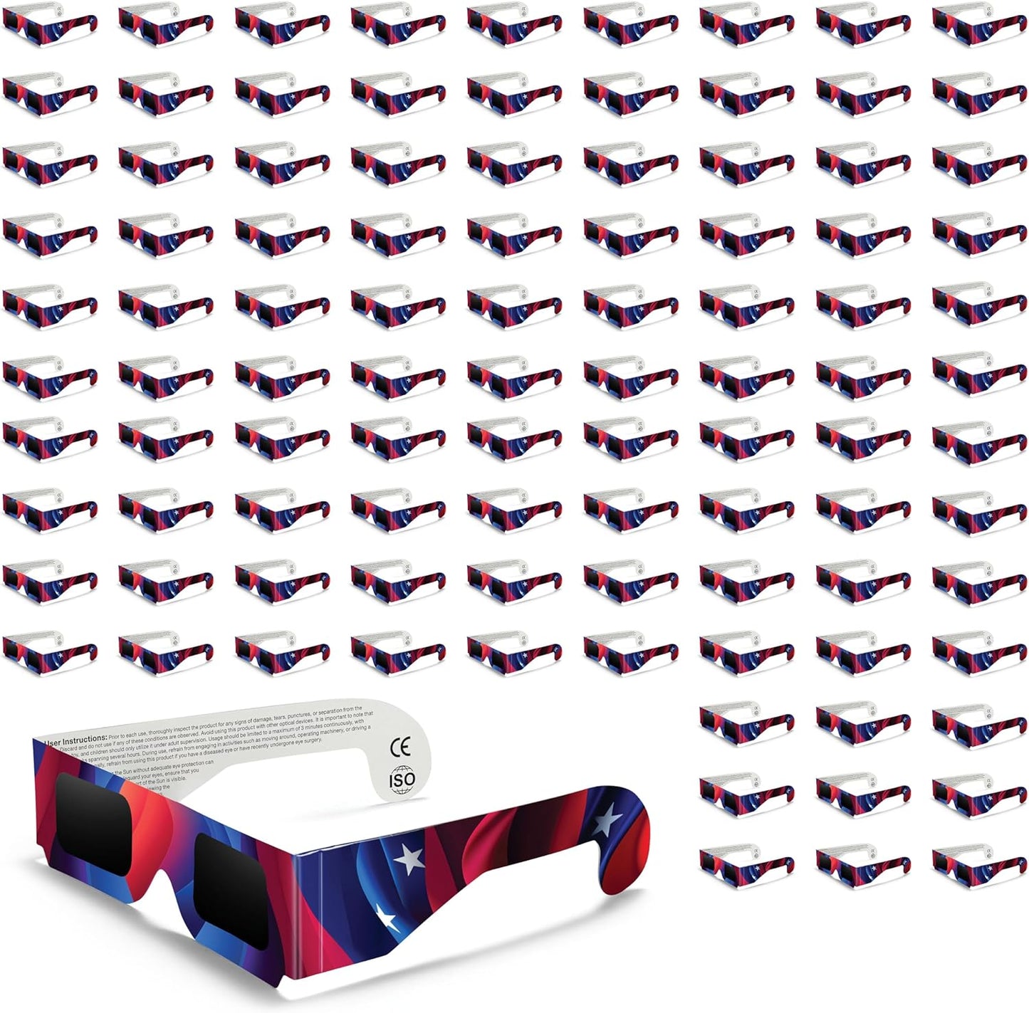 Solar Eclipse Glasses 2, 5, 10, 20, 50, 100 pack - 2024 CE and ISO Certified American Design Safe Shades for Direct Sun Viewing - MedicalKingUsa