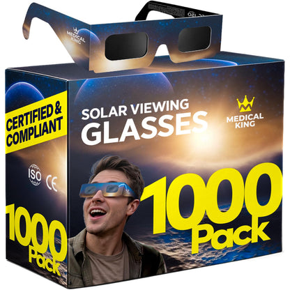 1000 Gafas Eclipse Solar Homologadas ISO 12312-2 - Paquete de 6 Con 2 Lentes Fotográficos Para Smartphone Aprobados según la norma ISO, con certificación CE: Gafas para ver eclipses solar 2026