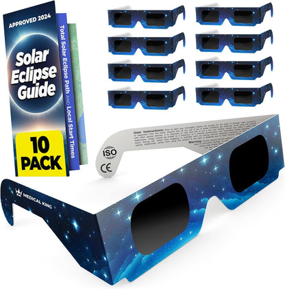 Solar Eclipse Glasses 2, 5, 10, 20, 50, 100 pack - 2024 CE and ISO Certified Galaxy Design Safe Shades for Direct Sun Viewing - MedicalKingUsa