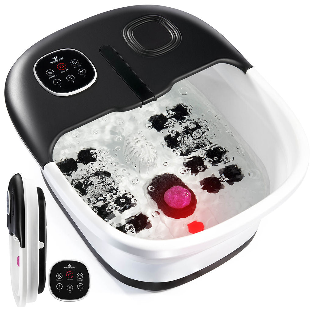 Medical king Foot Spa with Heat and Massage and Jets Includes A Remote Control A Pumice Stone Collapsible Foot Spa Massager with Heat and Massage Bubbles and Vibration
