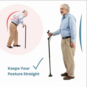 Walking cane for men and walking canes for women - by medical king - special balancing - cane walking stick have 10 Adjustable Heights - self standing folding cane, collapsible cane,