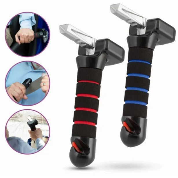 3 in 1 Car Handle Assist Set of 2 – Includes Car Assist Handle, Safety Hammer for Window Breaker & Seatbelt Cutter - MedicalKingUsa