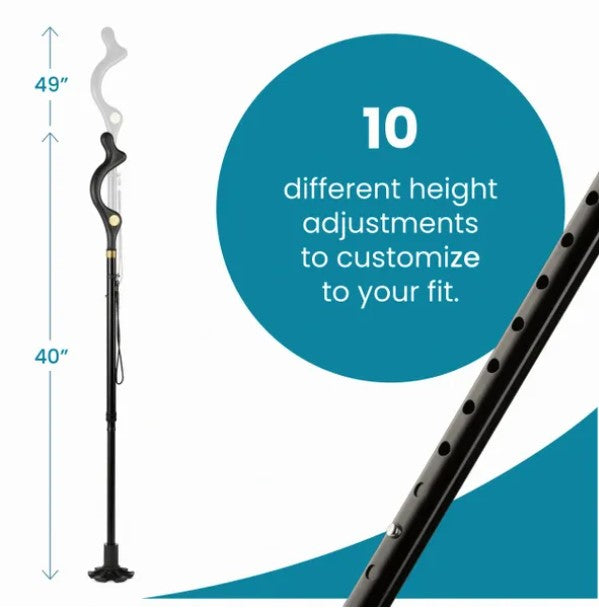 Walking cane for men and walking canes for women - by medical king - special balancing - cane walking stick have 10 Adjustable Heights - self standing folding cane, collapsible cane,