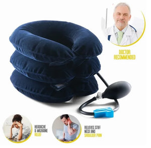 Cervical Neck Traction Device - Inflatable and Adjustable Cervical Traction - Neck Traction Device Will Help for Neck Stretcher and Support, Spine Alignment, Chiropractic Chronic Neck Pain Relief